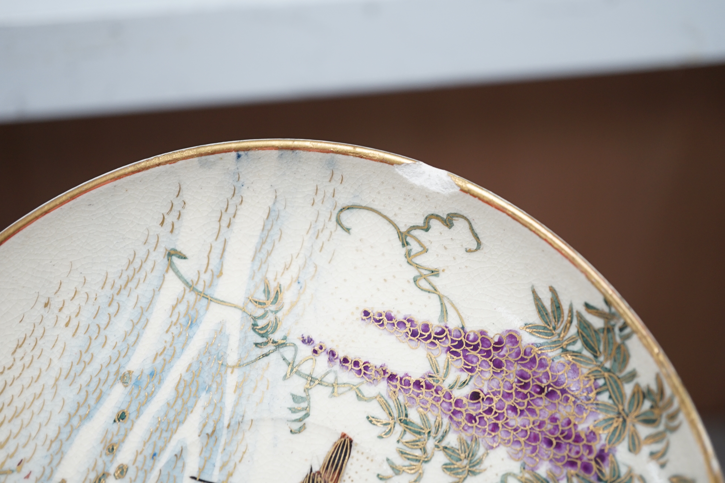 A group of Japanese ceramics, Meiji period and later including satsuma saucers and Imari cup and saucer, largest 17cm in diameter